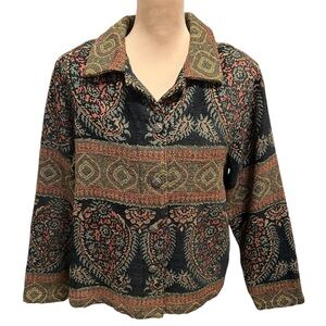 Vintage Paisley Tapestry Hippie Bohemian Jacket from 1970s Size Large Excellent